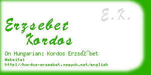 erzsebet kordos business card